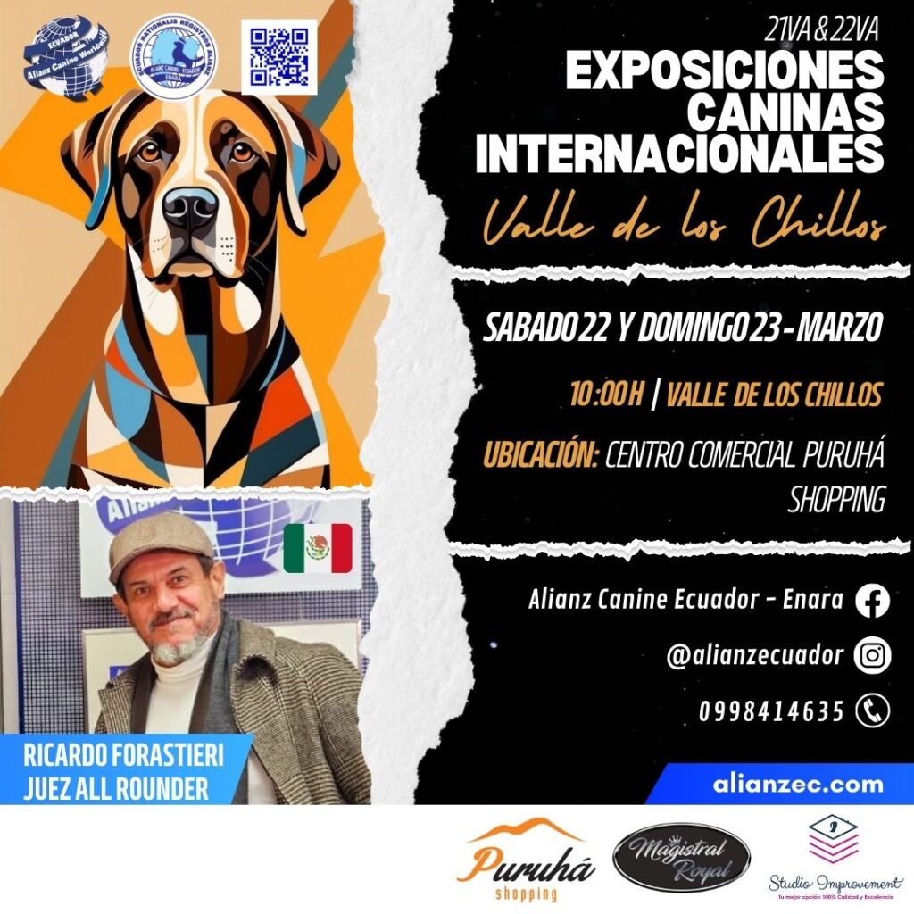 Exposición Canina Internacional 22 y 23 de marzo 2025 ACW Ecuador