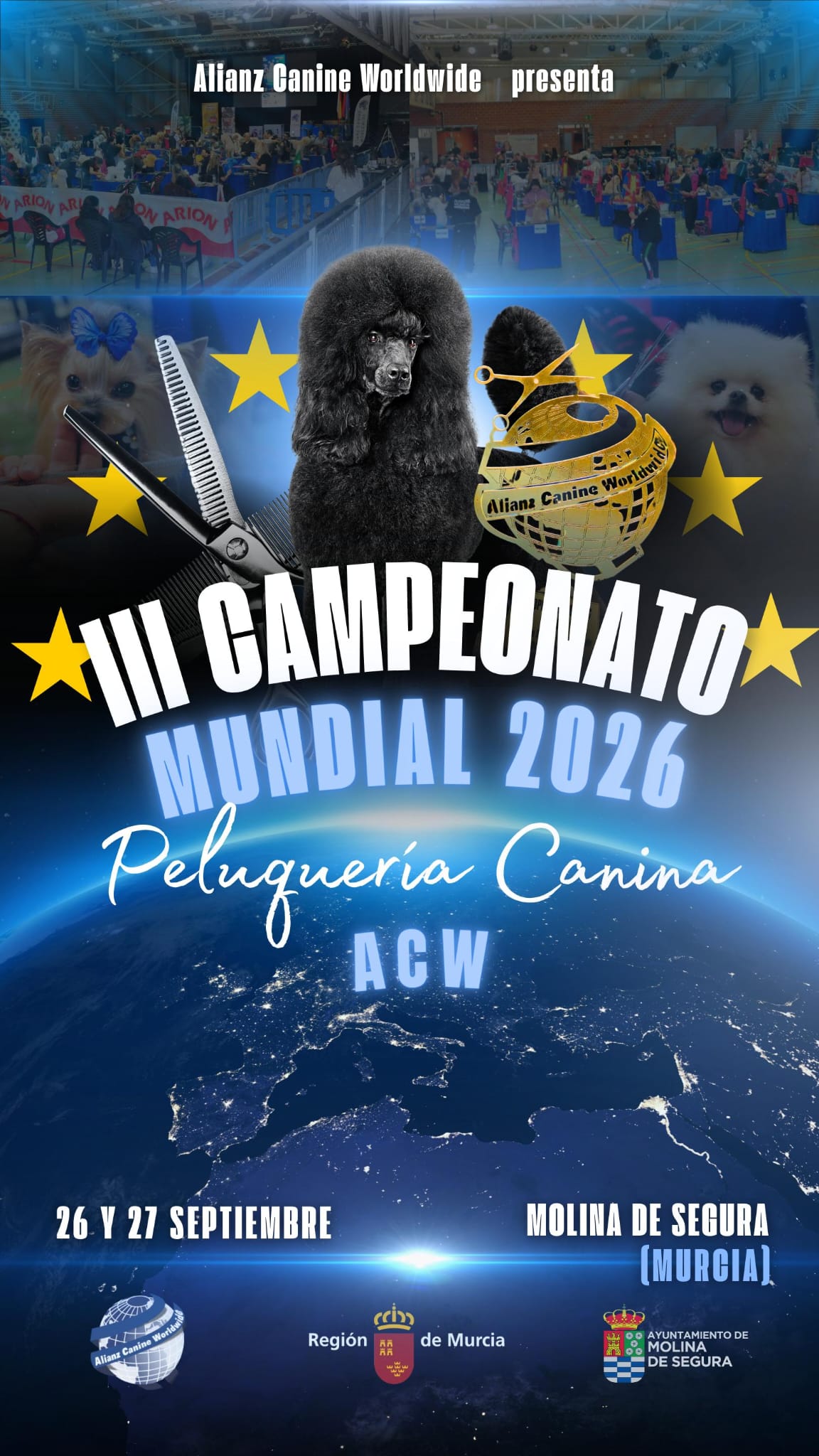 Cartel Campeonato Mundial Peluquería Canina ACW 2026